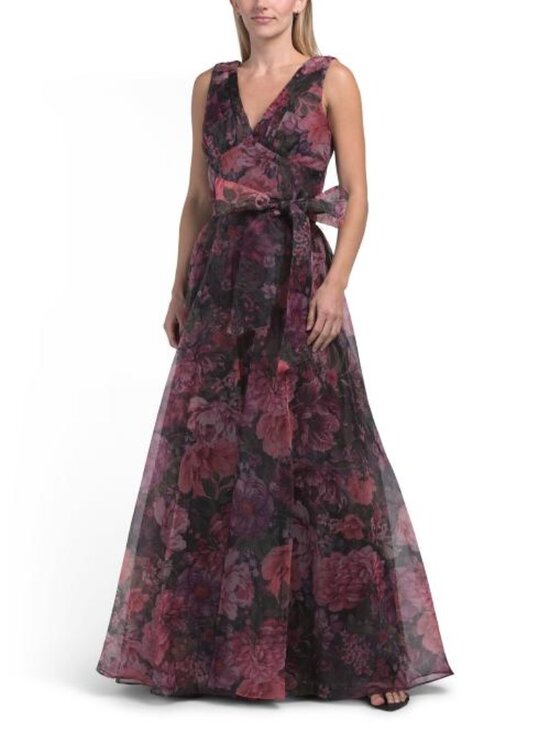 Taylor Dresses & Skirts - TAYLOR Organza Floral Belted A-line Dress